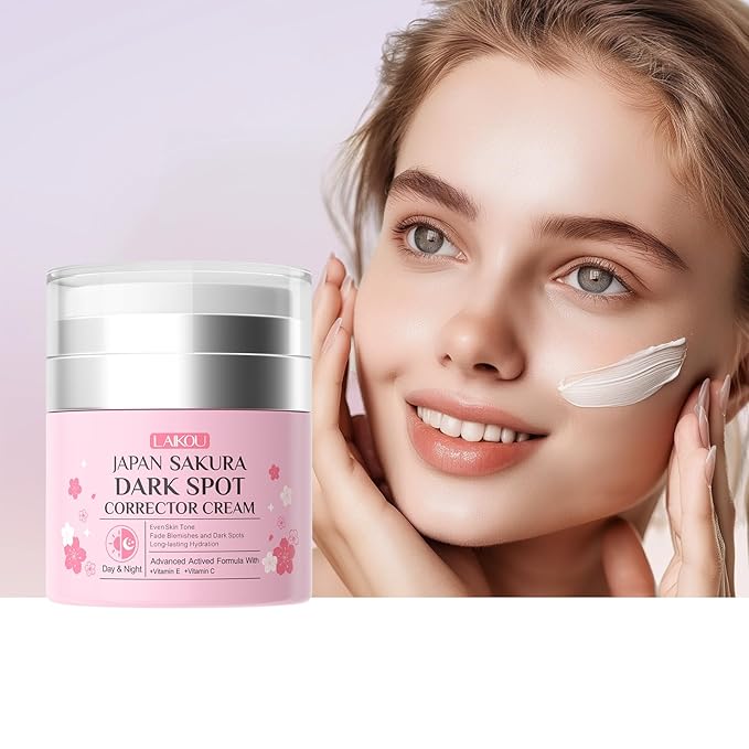LAIKOU Japan Sakura Dark Spot Remover for Face, Dark Spot Corrector, Day & Night Face Cream Helps Reduce Dark Spots, Fine Lines for Women All Skin Types 50g / 1.76oz. 2pcs