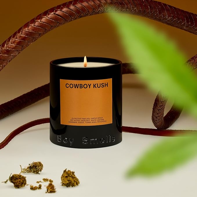 Boy Smells - Cowboy Kush Scented Candles for Men and Women - 27 oz - Soy, Coconut Wax Candle Blend - Aromatic Candles for Home with Suede, Saffron and Patchouli - 100-Hour Burn - Cotton Wick