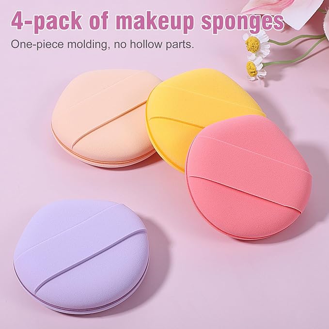 4 Packs Foundation Sponge, Makeup Sponge Set for Liquid, Cream, and Powder, Non-Absorbent & Fast Blending, Fluffy & Bouncy