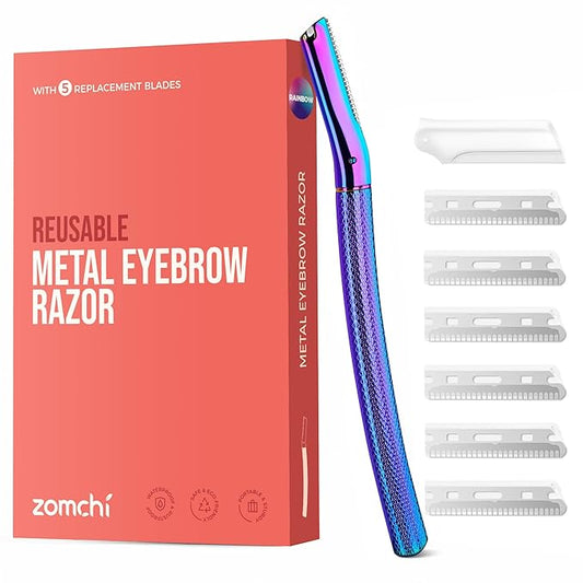 Eyebrow Razor, Face Razors for Women&Men, Eyebrow Trimmer Shaper with Precision Cover, Facial Shaver with 6 Blades (Rainbow)
