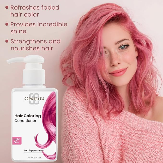 SOVONCARE Pink Hair Color Depositing Conditioner Mask 5.28 OZ, Cruelty-Free