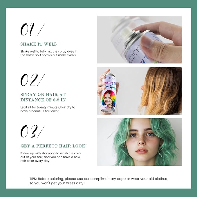 Hair Color Spray, Temporary Hair Dye for Women & Men, Vibrant Colors Hair Wax Gray Hair Cover for Party, Halloween, Cosplay (Emerald Green, 120 ML)