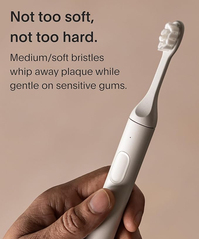 SURI Recyclable Plant-Based, Electric Toothbrush Heads - Built-in Tongue Scraper, Long Lasting Replacement Heads | Compatible Only with SURI Sonic Electric Toothbrush - Sea Mist, Pack of 3