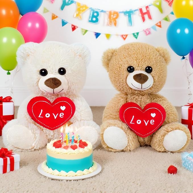 Small Teddy Bear Cute Soft Stuffed Animal Plush Toy I Love You Bears Holding Red Heart for Baby Shower Kids Girls Girlfriend Christmas Valentine's Day, Wedding, Anniversary, Birthday, Light Brown