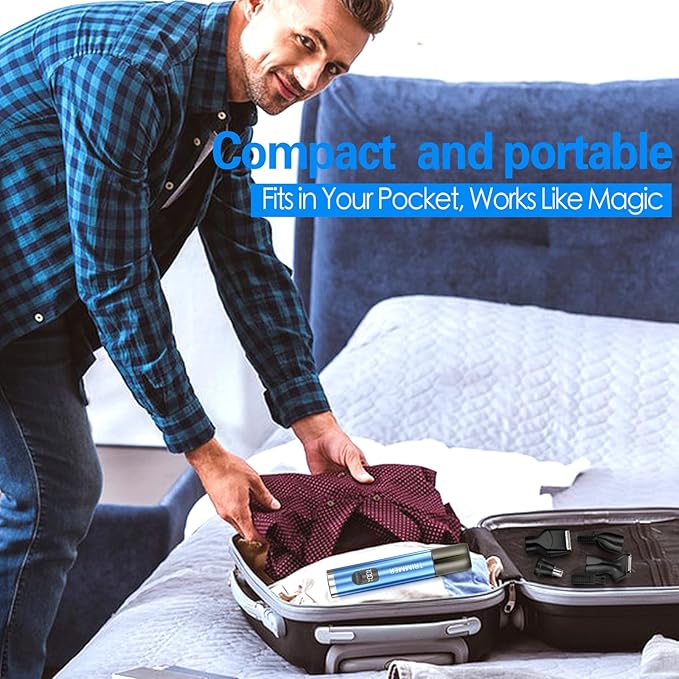 Nose Hair Trimmer for Men, Ear and Nose Hair Trimmer for Women,Sideburn,Eyebrows Hair Trimmer, Electric Facial Hair Remover with LED display, Rechargeable, Waterproof for Home, Travel Business