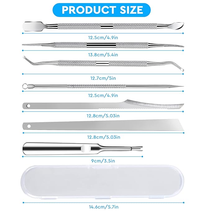7-Pack Ingrown Toenail Tool Kit - File, Lifters, Surgical Safe Pedicure Tools for Nail Treatment & Pain Relief