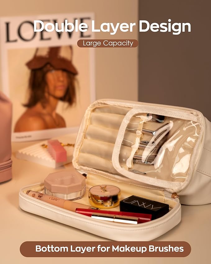 Teacher Gifts-Initial Makeup Bags Personalized Bags with Handle, Women Group Gift Cosmetic Bag, Women Makeup Bags Letter Travel Toiletry Bag with Makeup Brush Organizer-Graduation Gift