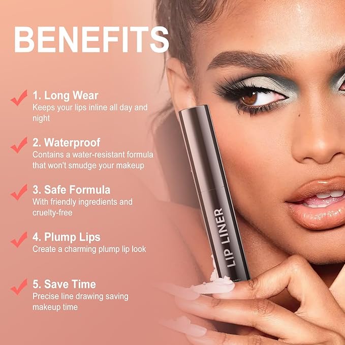 OETUIOW Lip Stain Peel Off, Lip Liner Moisturizing Long-Lasting & Waterproof, Transfer Proof & Plumping, Non-Stick Cup, 2PCS Mauve