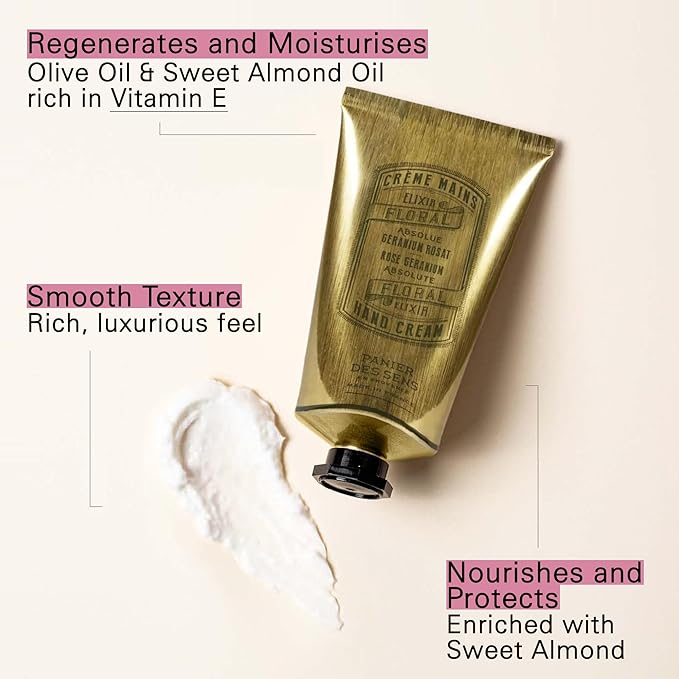 Panier des Sens Rose Geranium Hand Cream with Olive Oil - Nourishing Hand Cream for Dry Cracked Hands 97% Natural Ingredients - Dermatologically Tested Hand Lotion for Woman Made in France, 2.5 fl oz