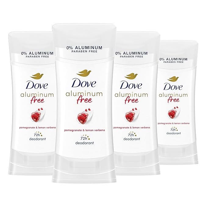 Dove Aluminum Free Deodorant for Women 4 Count Pomegranate and Lemon Verbena 72 hour odor protection 2.6 oz
