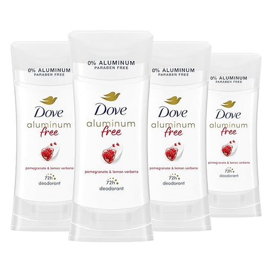Dove Aluminum Free Deodorant for Women 4 Count Pomegranate and Lemon Verbena 72 hour odor protection 2.6 oz