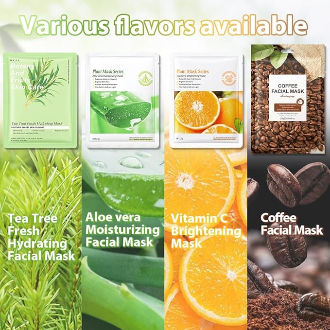 evpct 8 Pack Kids Face Masks for Kids Girls Spa, Girls Kids Facial Spa Day Slumber Sleepover Birthday Party Favors Supplies Kit for Girl, Kid Friendly Facial Face Sheet Masks Bulk Skincare for Kid,B01