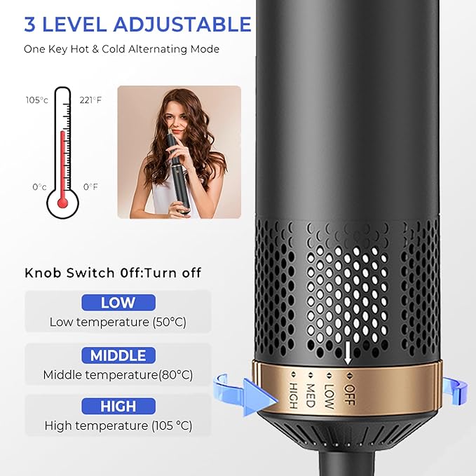 5 in 1 Hair Dryer Brush, Negative Ion Air Styler Wrap Hair Styler Upgrade Blow Dryer Brush Air Curler for Hair, Blowout Brush Set As A Gift for Straight/Curl/Drying/Smoothing