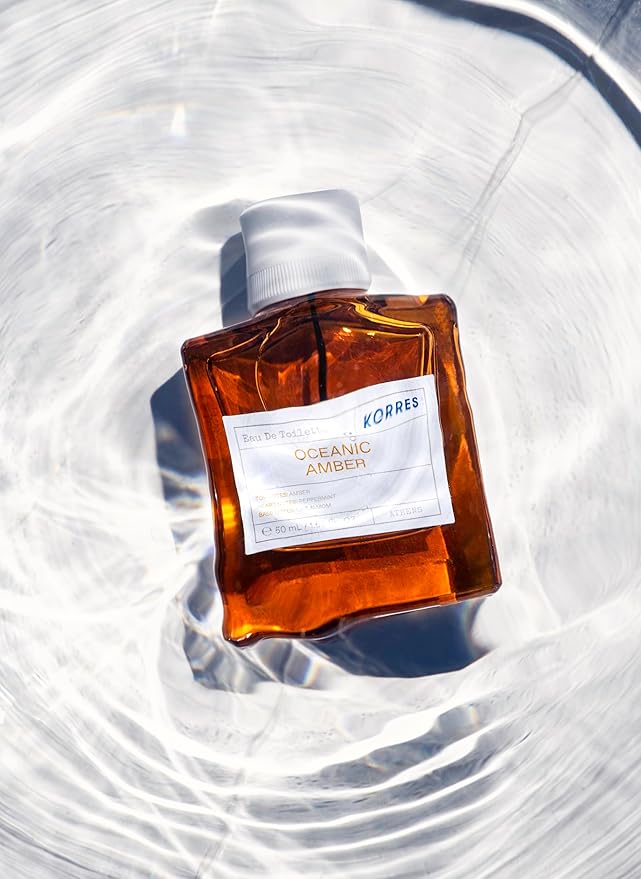 KORRES Eau de Toilette, Oceanic Amber Fragrance Spray, Unisex Perfume with Amber, Peppermint, Cardamom, Cedar & Black Pepper, Apple Blossom Accents, Fougere-Ambery Scent for Women and Men, 1.69 Fl Oz