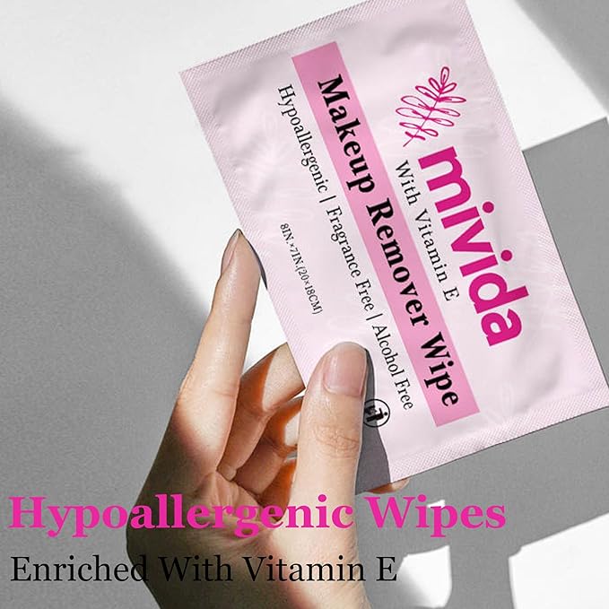 1400-Count Bulk Individually Wrapped Makeup Remover Wipes | Hypoallergenic, Fragrance-Free, Alcohol-Free with Vitamin E | Travel Essentials, Makeup Remover Wipes for Hotels, Airbnb