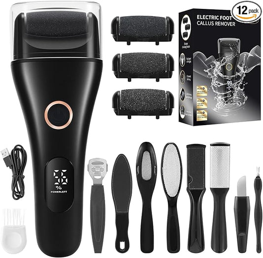 Electric Callus Remover for Feet Rechargeable - 3-Speed Adjustable Electronic Foot Callus Remover, Pedicure Tools for Feet for Hard Cracked Dry Dead Skin at Home - Christmas Gifts for Women Men