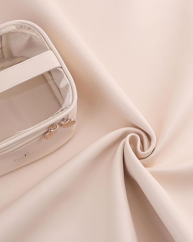 Pocmimut Makeup Bag,Graduation Teacher Gifts Birthday Gifts,Small Makeup Bag Travel Toiletry Bag Gifts Idea for Mom Teacher Sister Friends Girlfriend Bridesmaid,Beige