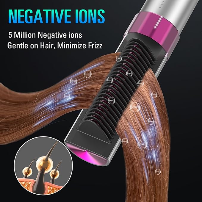 SDLOGAL Rechargeable Hair Straightener Brush, Hair Straightener Comb Straightening Brush for Women, with 5 Temps & Fast Heating, Easy and Fast Salon-Style, Built-in Double Ionic Generators
