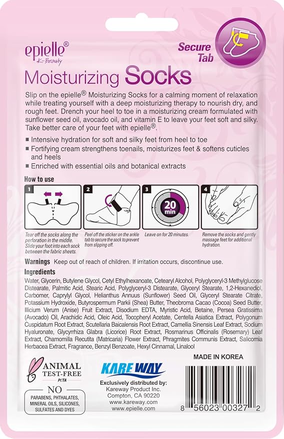 Epielle Moisturizing Foot Mask 6 Pairs, Deep Moisturizing Socks for Dry, Cracked Feet, Self Care Gifts for Women, Spa Kit, Stocking Stuffers, Thanksgiving Essentials