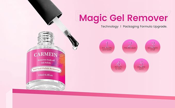 Professional Gel Nail Polish Remover (4-pack), Professional,15ml/0.5 fl oz, Liquid Formula, Paraben-free, For Natural and Long-lasting Gel Polish Removal for Nail.