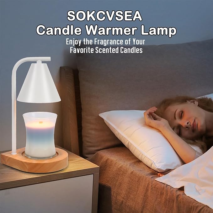 SOKCVSEA Candle Warmer Lamp - Candle Warmer with Dimmable, Birthday Gifts for Women Mom Gifts, House Warming Gifts New Home Decor, Wax Melt with 2 Bulbs White