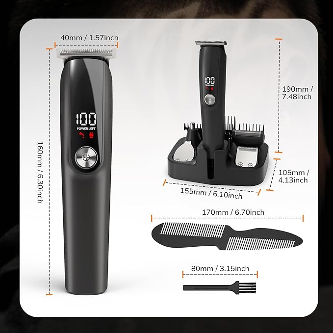 Beard Trimmer for Men Hair Clippers - 6 in 1 Professional Grooming Kit Cordless Hair Clipper Trimmers Set Waterproof,Electric Shaver Razor for Face Nose Body Mustache