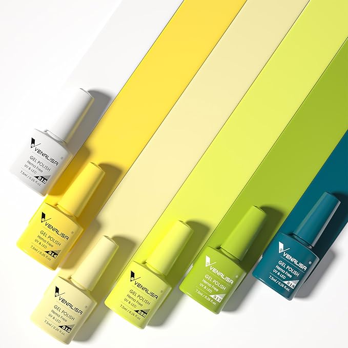 VENALISA Green Gel Nail Polish Set, 6 Colors Lime, Mint, Emerald Gel Polish, UV Gel, Soak Off For Nail Salon DIY Home Manicure