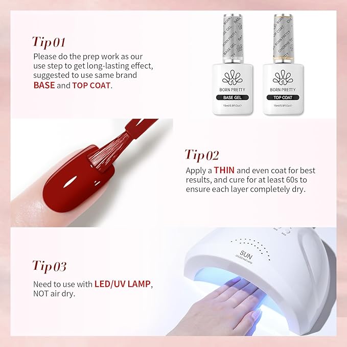 Born Pretty Dark Red Gel Nail Polish Fall Winter Burgundy Wine Red Nail Art Design Manicure Salon DIY at Home 15ml