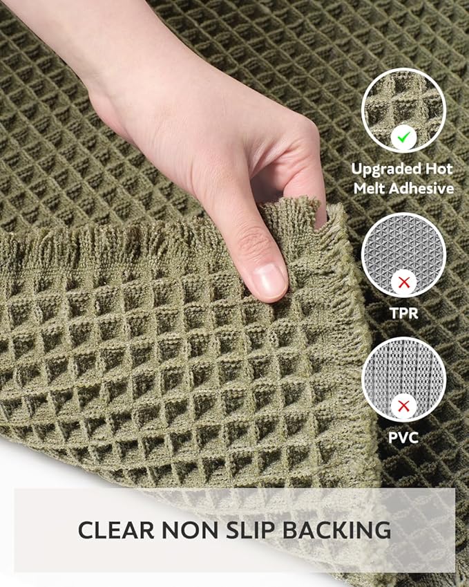 tchdio Waffle Bath Mat, Super Absorbent Non Slip Bath Mat Ultra Soft Bathmat Machine Washable Bath Rugs with Tassels, Beside Tub, 24" x 36"