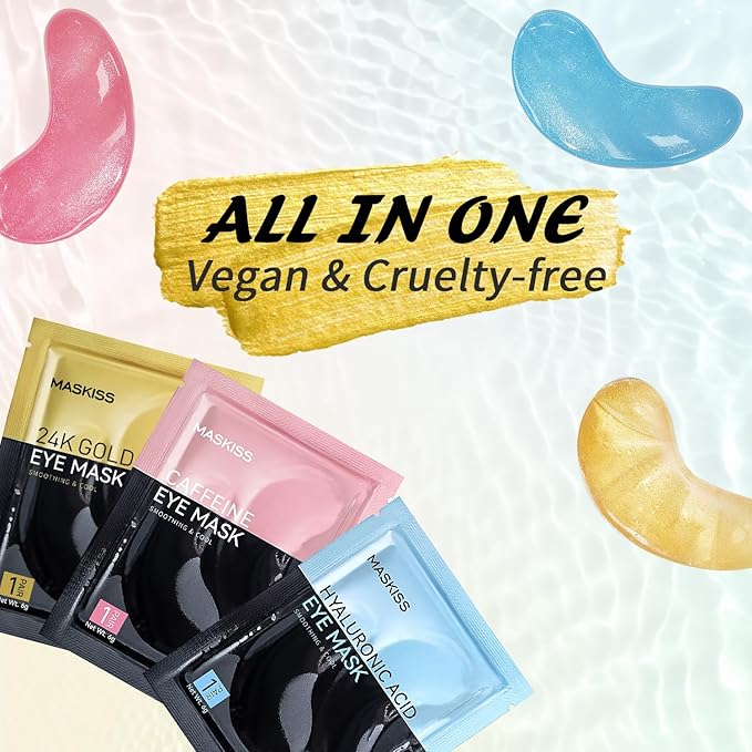 Under Eye Patches (24 Pairs), 3 Colors Eye Masks Gift Set for Dark Circles Puffy Eyes, Undereye Bags and Wrinkles, Bachelorette Party Favors, Skin Care Set Gifts for Women