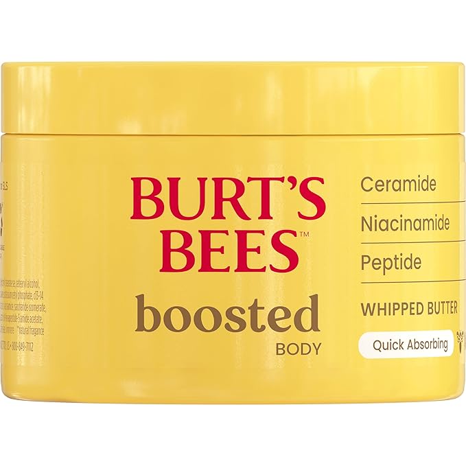 Burt's Bees Christmas Gifts, Boosted Body Whipped Butter With a Ceramide, Niacinamide and Peptide Complex, Quick-Absorbing Body Butter, Tropical Scented, 6.5 oz. Jar