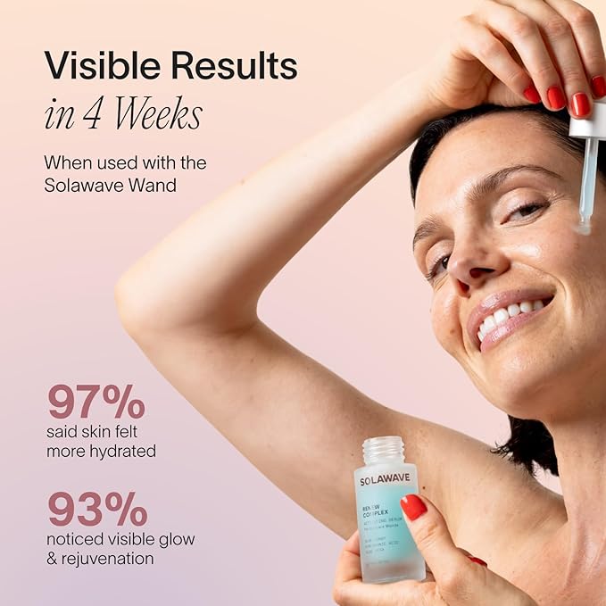 Solawave Renew Complex Red Light Therapy Activation Serum for Face & Neck | Pairs with LED Facial Wand Device | Hydrates & Plumps the Skin | Blue Tansy, Aloe Vera, Hyaluronic Acid (1 Oz)