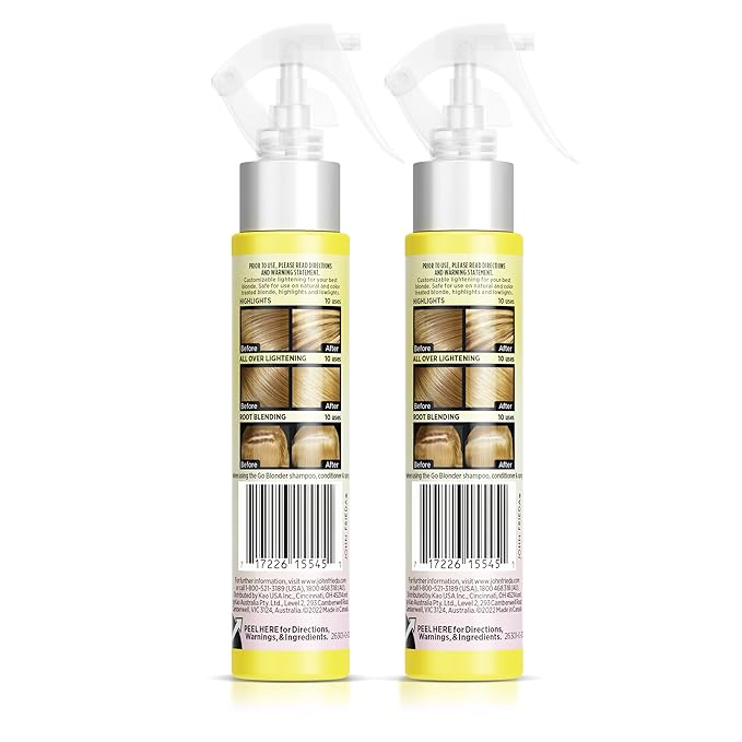 John Frieda Go Blonder Lightening Spray, Gradually Lightens Blonde Color, For Natural or Color-Treated Hair, Formulated with a Citrus Bontanical Blend, Paraben Free, 3.5 Oz, Pack of 2