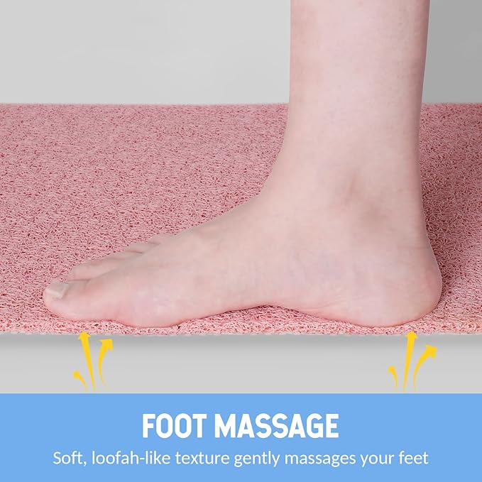 Non-Slip Bathtub Mat, 2 Pack Anti Slip Shower Mat, Fast Drying Bathtub Mats, Foot Scrubber Mat, Anti Slip Mat for Tub, Floor, Bathroom, Kitchen, Home, Hotel (Pink 24"×16"+24"×16")