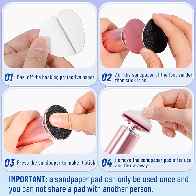 Dermawave 60pcs Replaceable Electric Foot File Callus Remover Sanding Paper Disc Refill Pack for Men & Women, Adhesive Backed, 1.7-Inch, Ultra-Fine 180 Grit