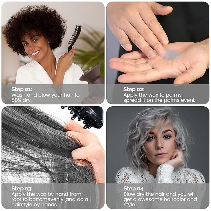 Sliver Gray Temporary Hair Color Wax -SOVONCARE Washable Hair Dye for Men & Women, All-Day Hold Disposable Hair Styling Clays for Party, Cosplay & Daily 4.23 oz