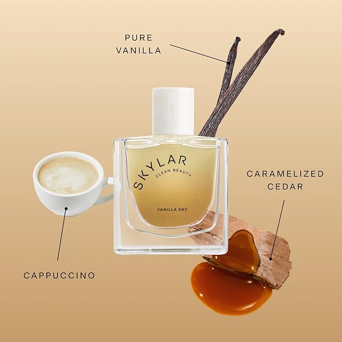 Skylar Vanilla Sky Eau de Parfum -Hypoallergenic & Clean Perfume for Women & Men, Vegan & Safe for Sensitive Skin- Notes of Cappuccino, Vanilla & Caramelized Cedar - 50mL /1.7 Fl oz
