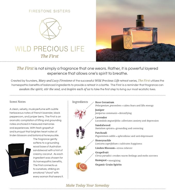 The First Perfume – Clean, Non-Toxic, Cruelty-Free & Vegan Luxury Fragrance with Essential Oils – Bright Citrus, Rose Geranium, Sandalwood & Musk