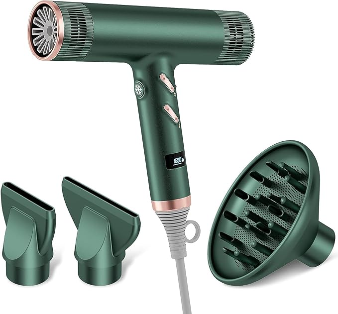 Hair Dryer with Diffuser, Professional Brushless Motor Blow Dryer, 3 Heating/3 Speed/Cold Botton for Fast-Drying, Portable Dryer Gifts for Women/Men