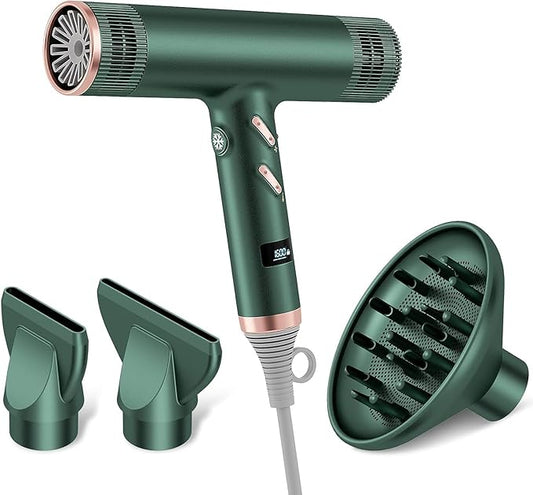 Hair Dryer with Diffuser, Professional Brushless Motor Blow Dryer, 3 Heating/3 Speed/Cold Botton for Fast-Drying, Portable Dryer Gifts for Women/Men