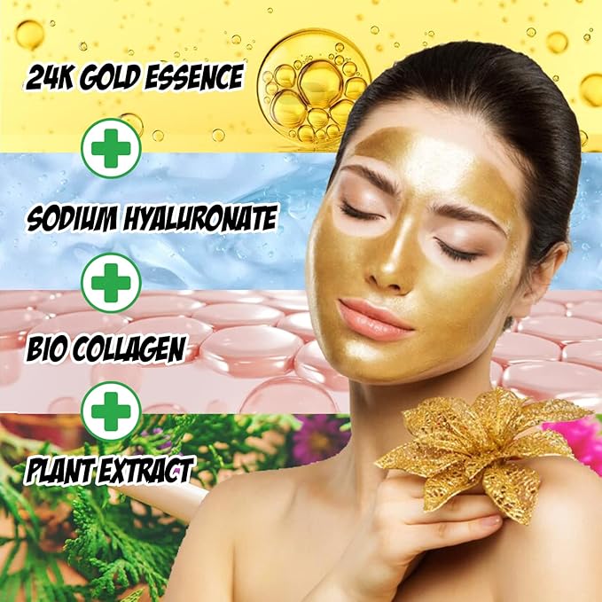 24K Collagen Facial Mask (15 PCS) Anti Wrinkle, Firm Skin & Hydrating Skin Anti Aging, Puffiness, Mask for Revitalizing
