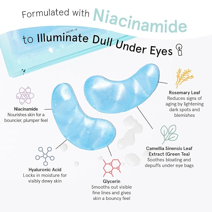 grace & stella Award Winning Under Eye Mask Reduce Dark Circles, Puffy Eyes, Undereye Bags, Wrinkles, Gel Under Eye Patches, Birthday Gifts for Women - Vegan - Thanksgiving Gifts (24 Pairs, Blue)