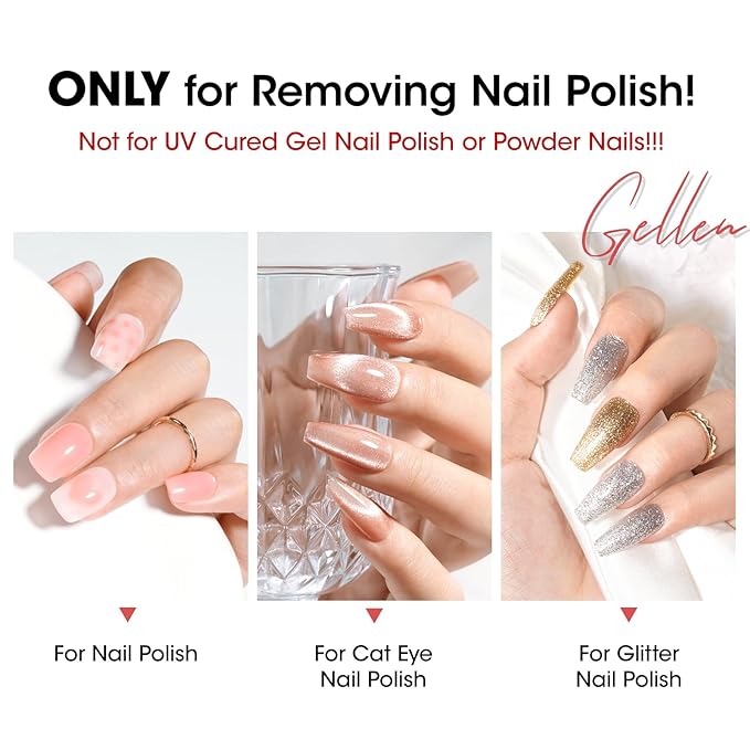 Gellen Nail Polish Remover, Non Acetone Nail Polish Remover for Regular Nail Polishes, Rose Scent Healthy, Easy Push-down Pump, 6.09 Fl Oz