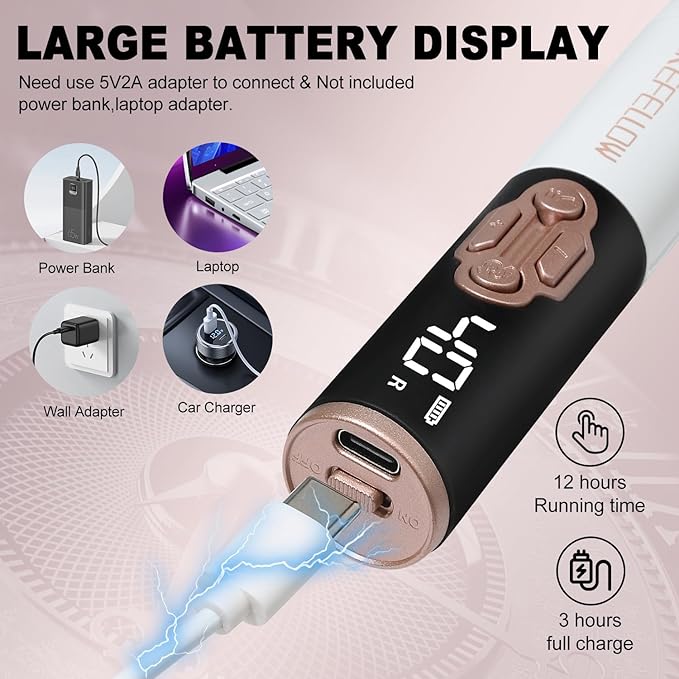 YOKE FELLOW Electric Nail Drill - 40000 RPM Protable Electric Nail File for Acrylic Cordless Nail Drill Professional with 17 Drill Bits for Nail Salon(YK-111Pro)