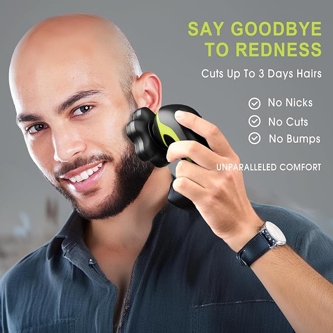 Magnetic 7D Head Shavers for Bald Men, Telfun Waterproof Hypoallergenic Electric Head & Body Shaver, Wet/Dry Shaving, Type-C Fast Charging, LED Display, Rechargeable Razor for Men & Women, Ideal Gift