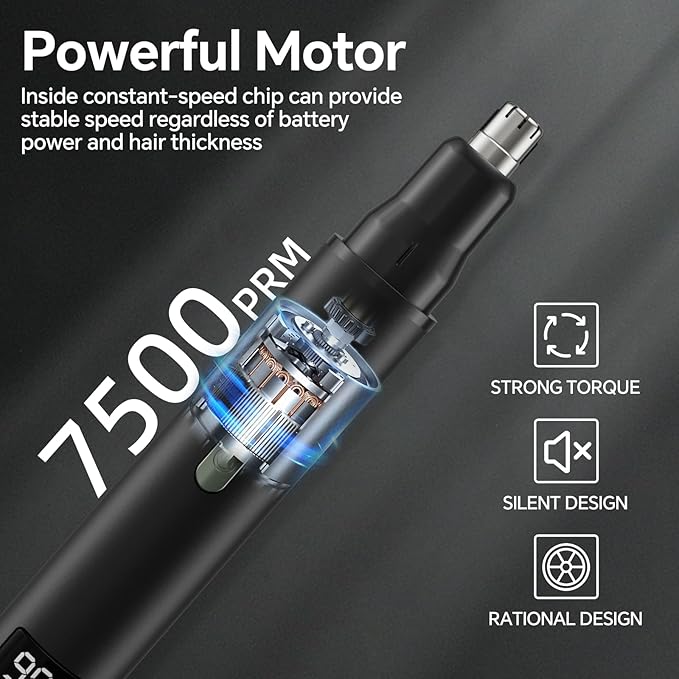 RUIM Nose Hair Trimmer for Men & Women - 3-in-1 Electric Ear & Eyebrow Trimmer, USB Rechargeable Facial Groomer with LED Light, Painless Nose and Ear Hair Remover, Dual Edge Blades