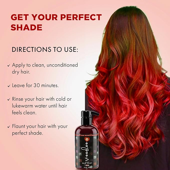 MOEHAIR Semi-Permanent Hair Color | Dark Blue Hair Dye 8 Oz | No Ammonia, Sulfate or Paraben | Vegan & Cruelty-Free | Voodoo Serenity Blue Hair Color (Bright Red)