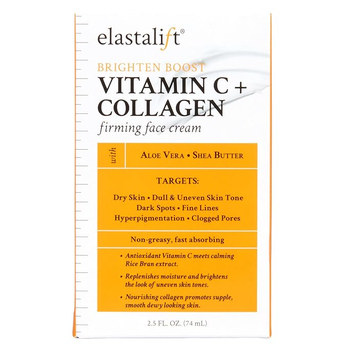 Elastalift Vitamin C Firming Face Cream Moisturizer Skin Care Facial Lotion, Potent Vitamin C Gel Cream For Face Targets Dry Skin, Age Spots, Wrinkles, Hyperpigmentation, & Sun Damaged Skin, 2 Fl Oz
