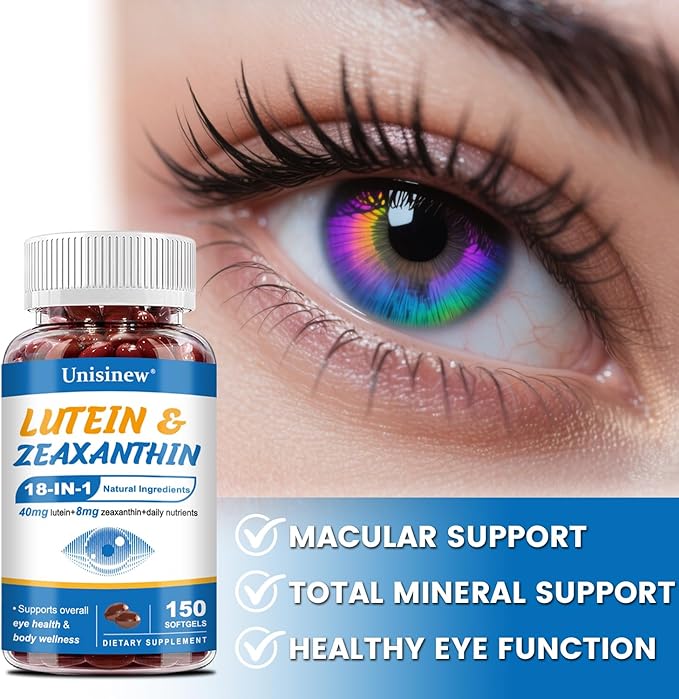 Lutein and Zeaxanthin Supplement - Eye Vitamins, 40 mg Lutein & 8 mg Zeaxanthin with Vitamins C, E, Zinc, Omega-3 & CoQ10 for Blue Light Protection, Eye Health Support  - 150 Softgels