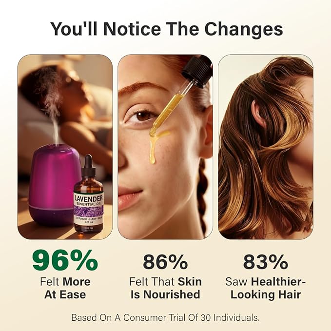 KUKKA Lavender Essential Oils - 4 Fl Oz - for Hair, Skin, Diffuser, Aromatherapy & DIY Soap Making Scent